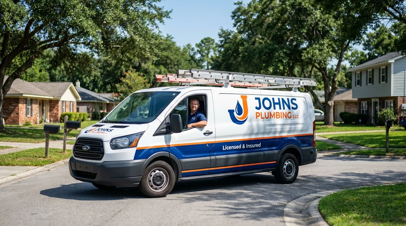 Johns Plumbing LLC service van in New Wilmington, PA