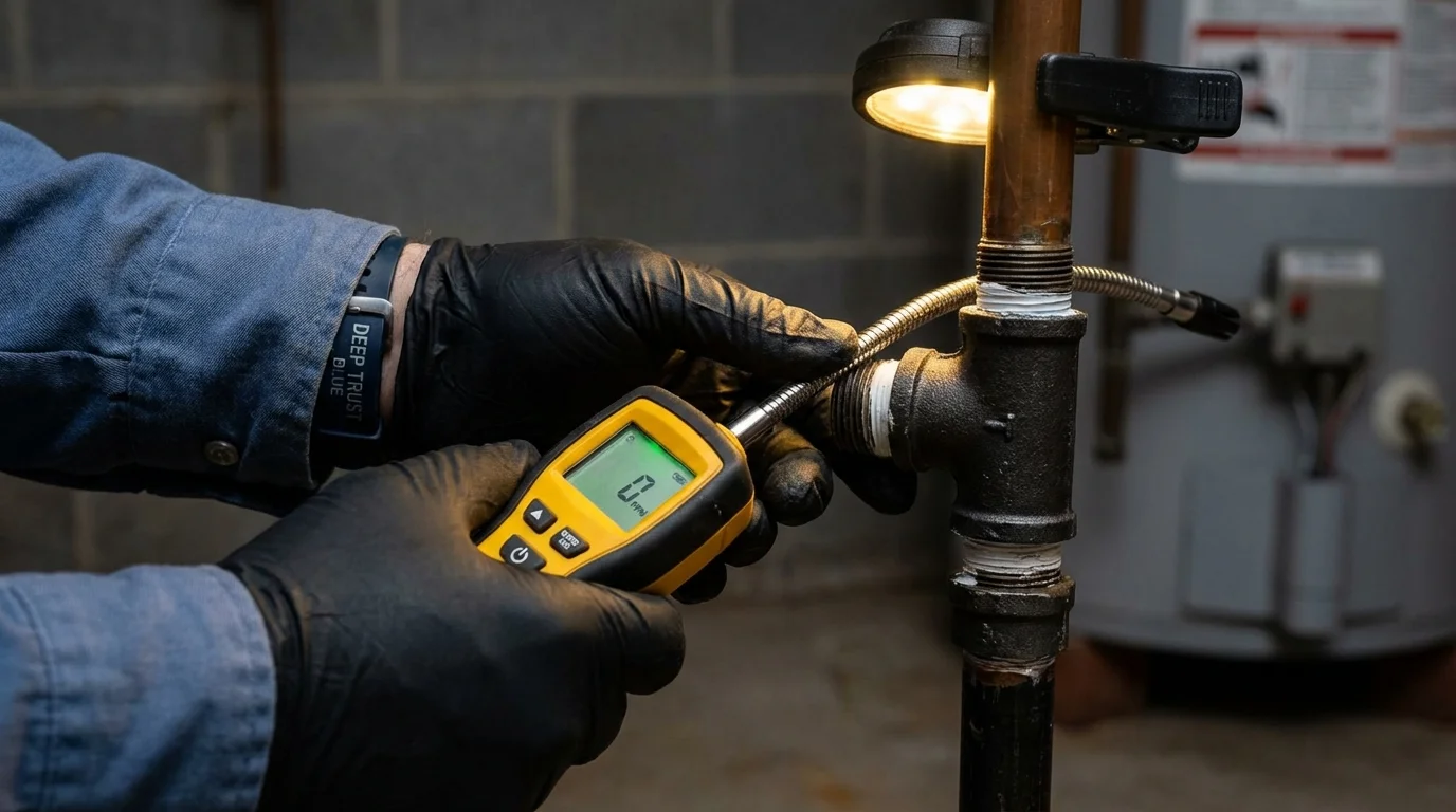 Gas leak detection with electronic sniffer by Johns Plumbing LLC in New Wilmington