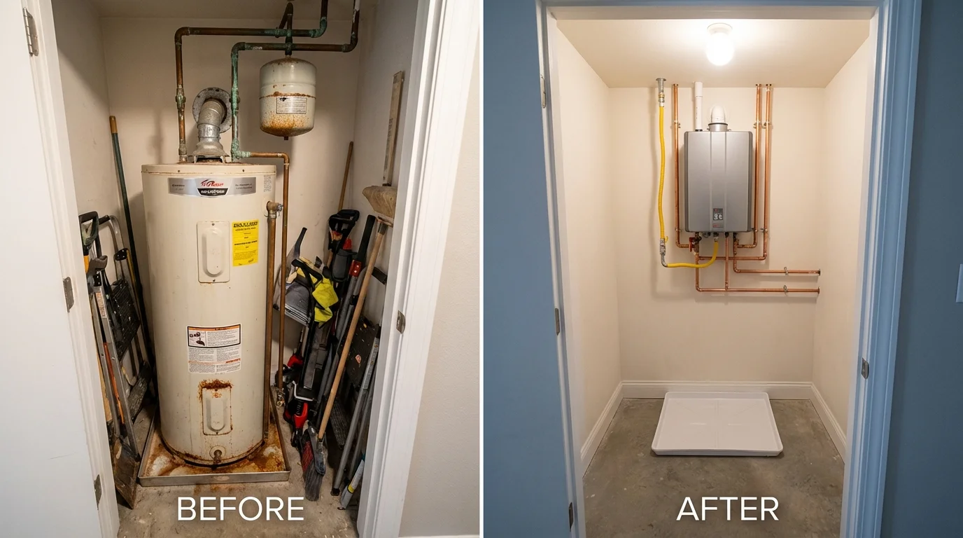 Tank water heater versus wall-mounted tankless unit comparison for New Wilmington, PA homeowners