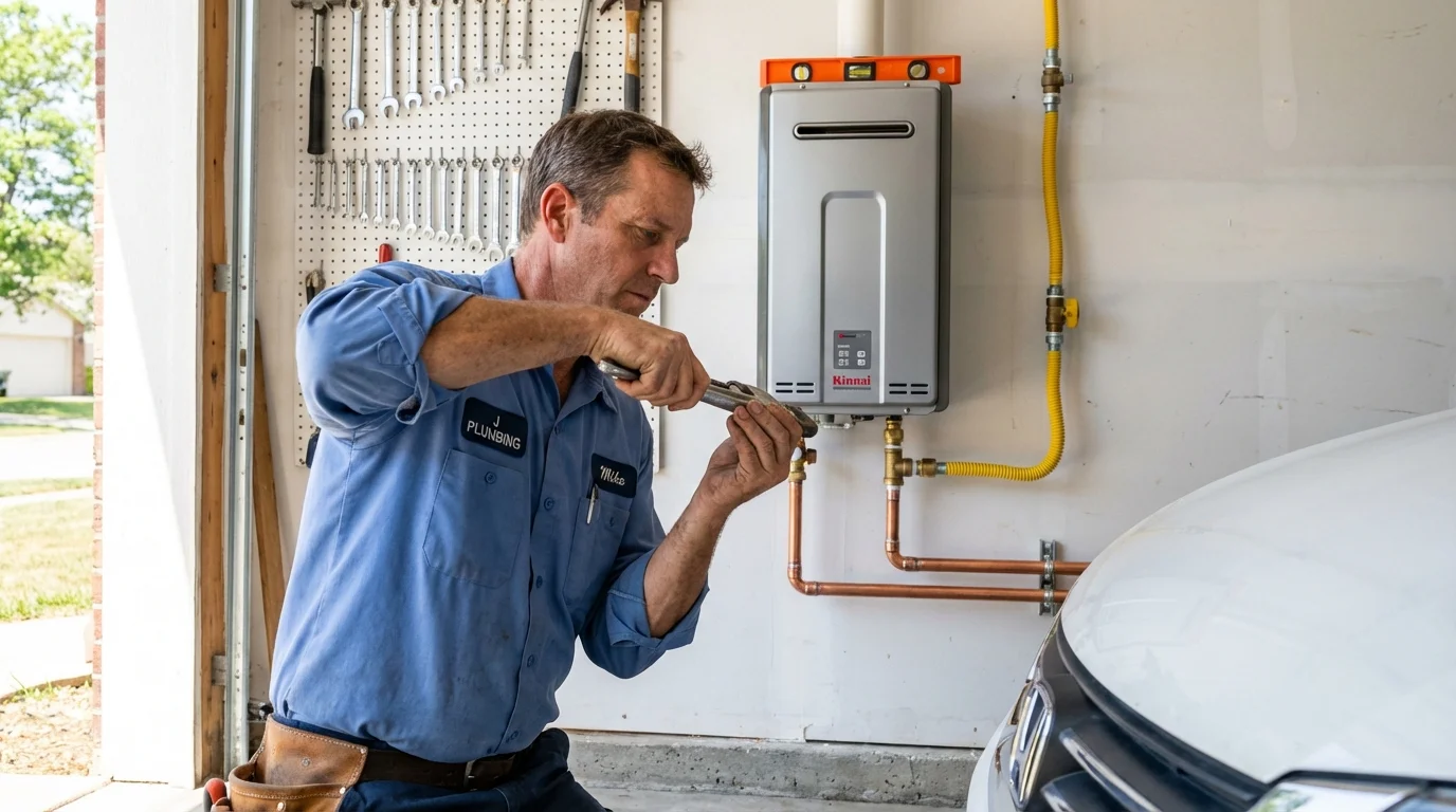 Tankless water heater installation by a Johns Plumbing LLC plumber in New Wilmington
